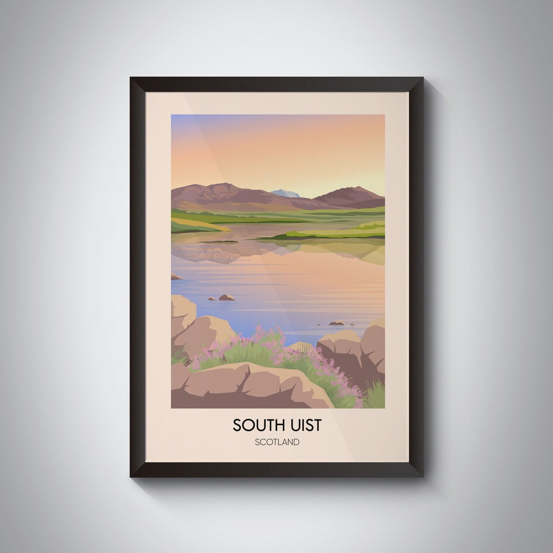 South Uist Scotland Loch Sunset Reflections Poster Outer Hebrides Island