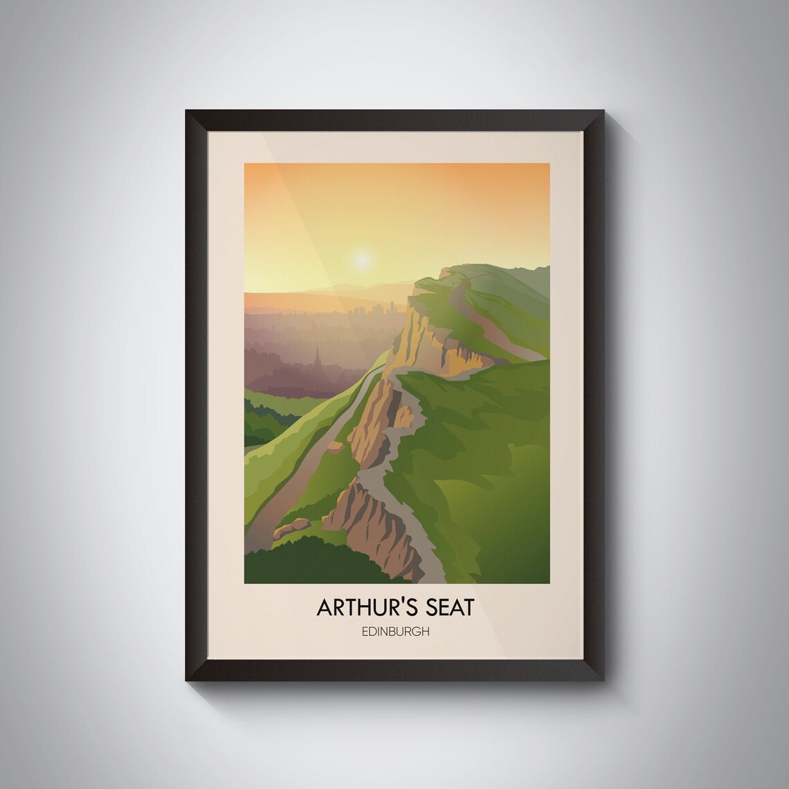 Arthur's Seat Edinburgh Golden Sunrise Skyline Summit Trail Poster