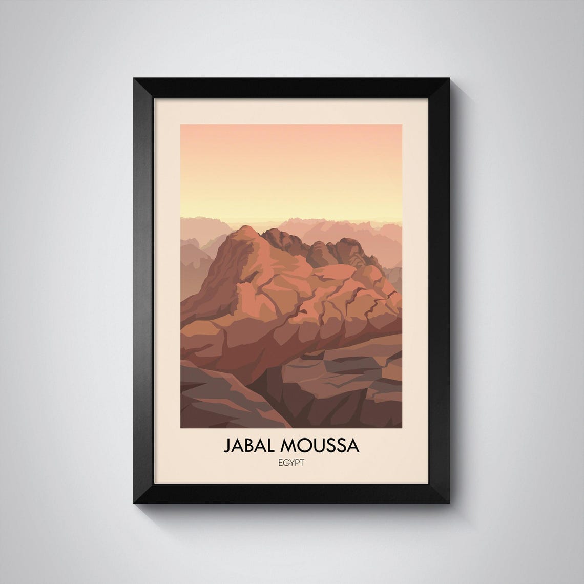 Jabal Moussa Egypt Desert Mountain Sunrise Minimalist Travel Poster