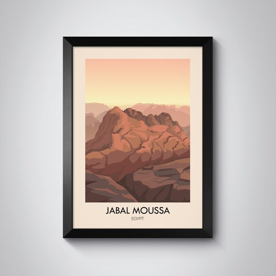 Jabal Moussa Poster Egypt Travel Poster Jabal Moussa Print Egypt Travel Art Mountain Poster Art Vintage Travel Poster Framed Wall Art