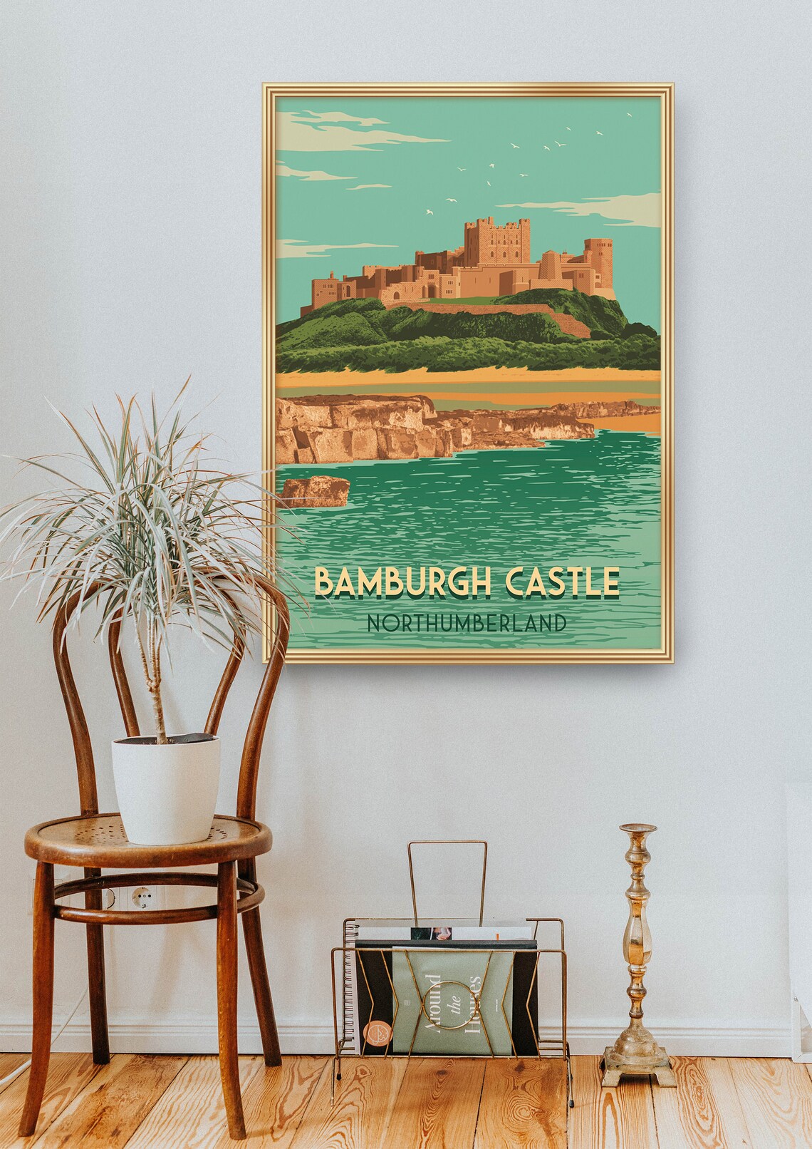 Bamburgh Castle Northumberland Coast Travel Poster - Image 2
