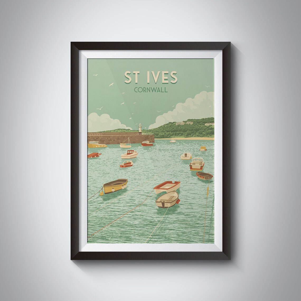 St Ives Cornwall Travel Poster, Seaside Travel Print