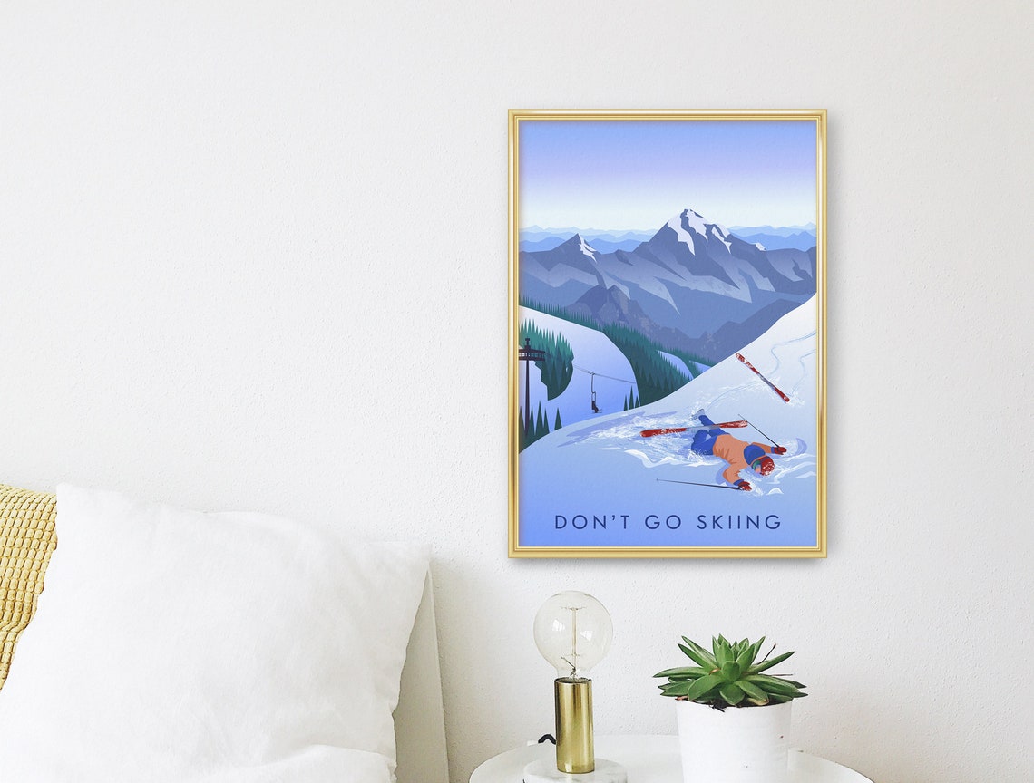 Don't Go Skiing Funny Ski Crash Wipeout Vintage Humor Poster - Image 3