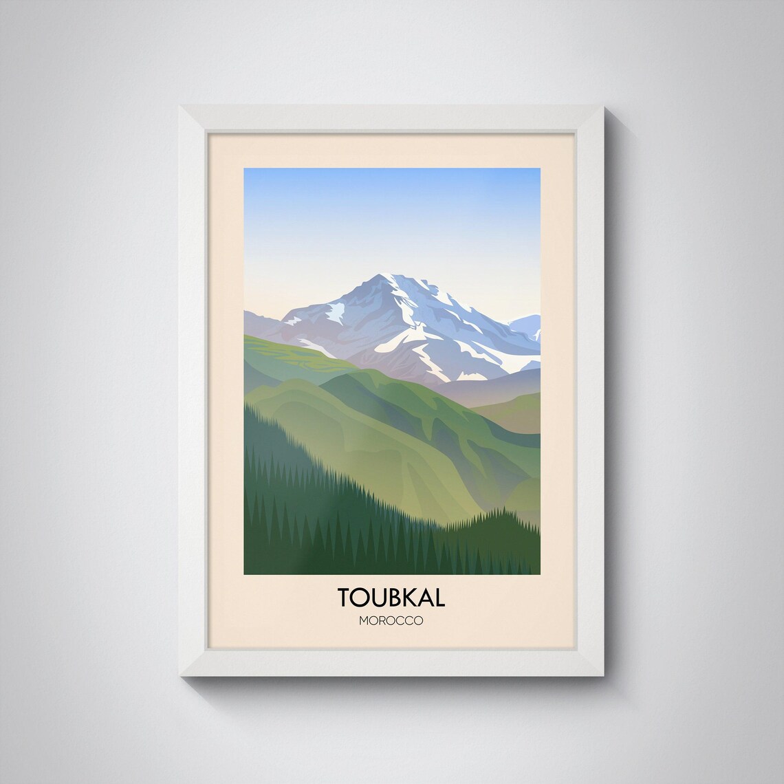 Toubkal Morocco Atlas Mountains Snow Peak Minimalist Travel Poster - Image 4