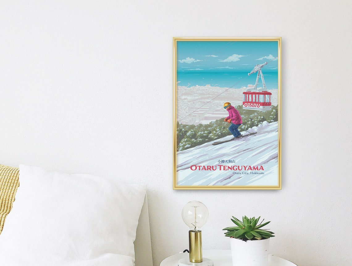Otaru Tenguyama Ski Resort Poster Hokkaido Japan Travel Print Otaru City Otaru Tenguyama Ropeway Vintage Ski Poster Niseko Hakuba Art - Image 3