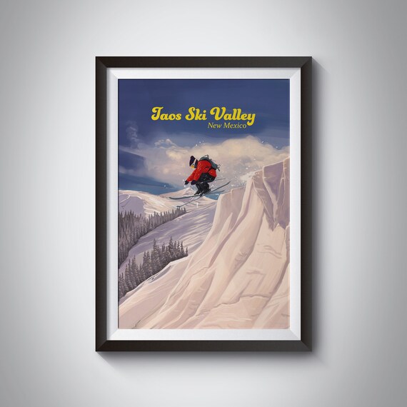 Taos Ski Valley Vintage Ski Travel Poster, New Mexico