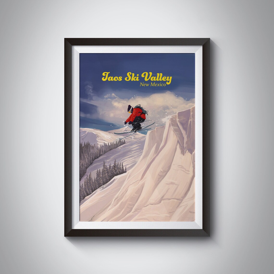 Taos Ski Valley Vintage Ski Travel Poster, New Mexico