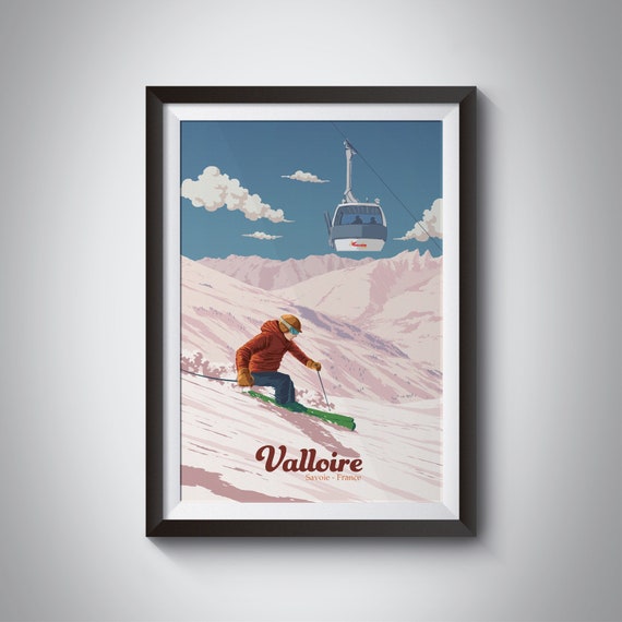 Valloire Ski Resort Poster Savoie France French Alps Print Vintage Ski Poster Skiing Wall Art Valloire Galibier Travel Poster Gift