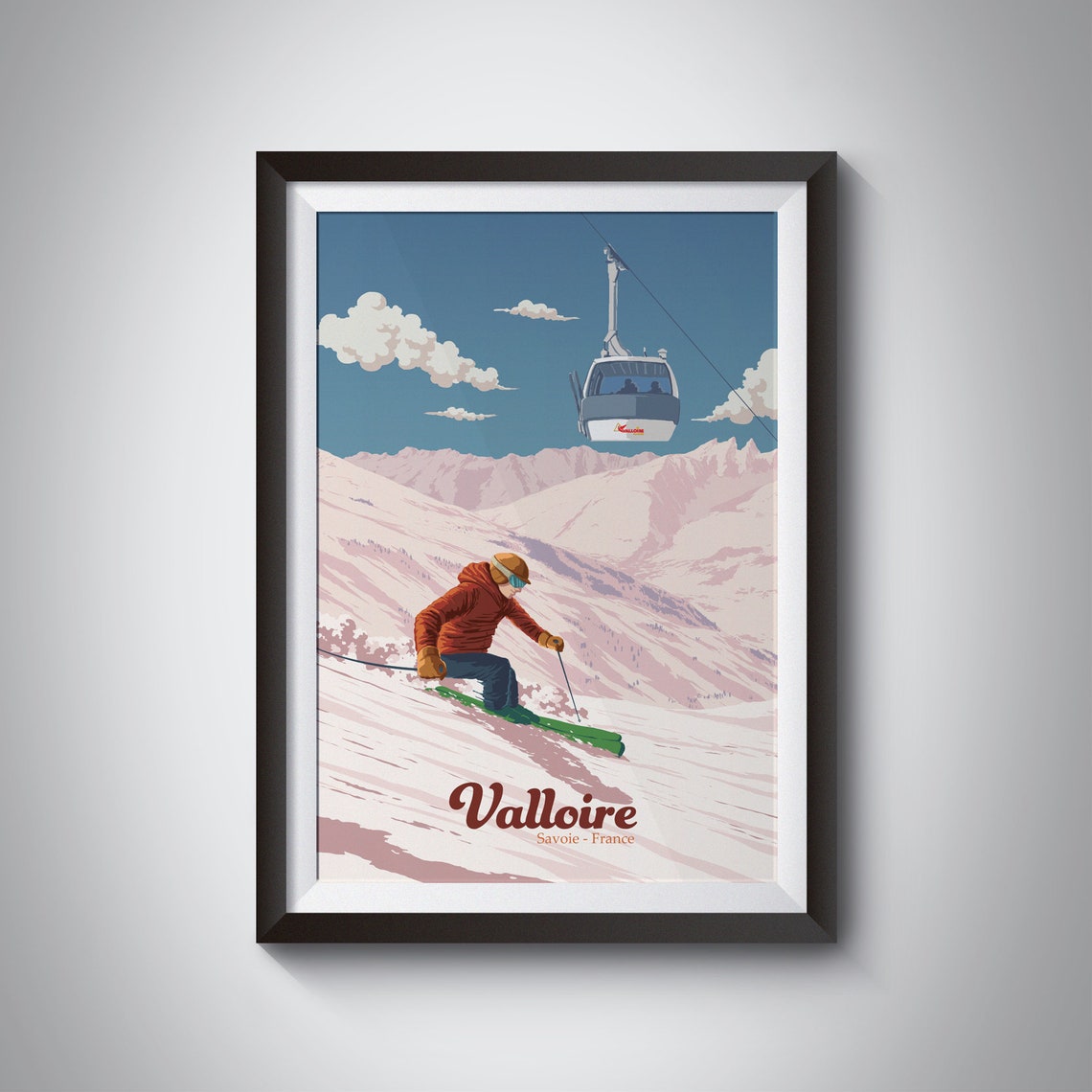 Valloire Ski Resort Poster Savoie France French Alps Print Vintage Ski Poster Skiing Wall Art Valloire Galibier Travel Poster Gift