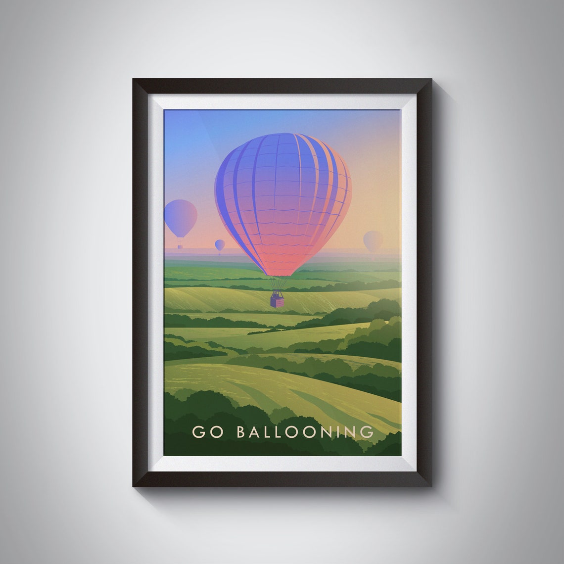 Go Ballooning Print Travel Poster Outdoor Hobbies Hot Air Balloon Flying Adventure Sport Retro Art Gift Countryside Phileas Fogg