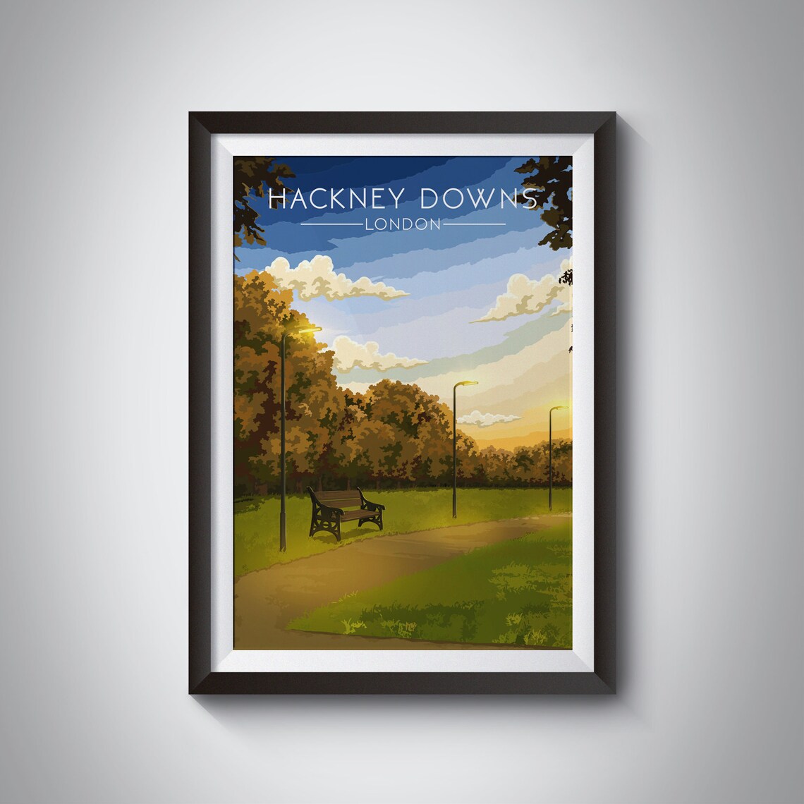 Hackney Downs Park Travel Poster, East London