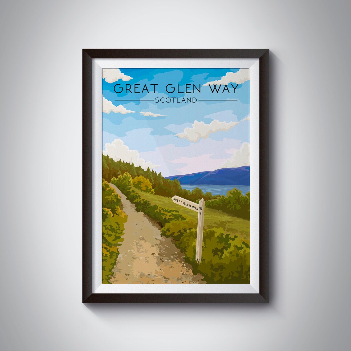 Great Glen Way Travel Poster, Scottish Highlands Trail