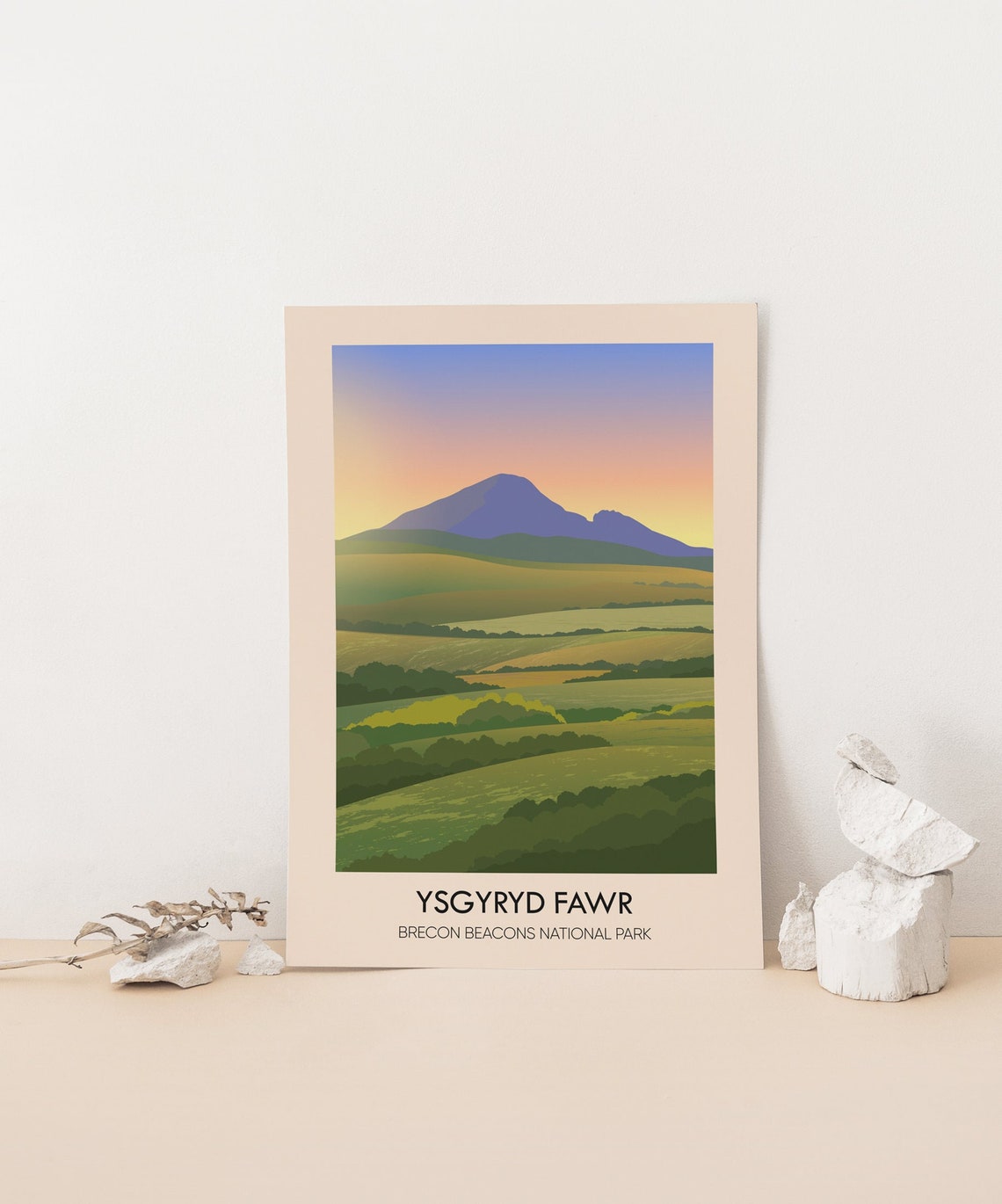 Ysgyryd Fawr Brecon Beacons National Park Wales Travel Poster Welsh Hiking Trails Vintage Travel Print Skirrid Fawr The Beacons Way Art - Image 4