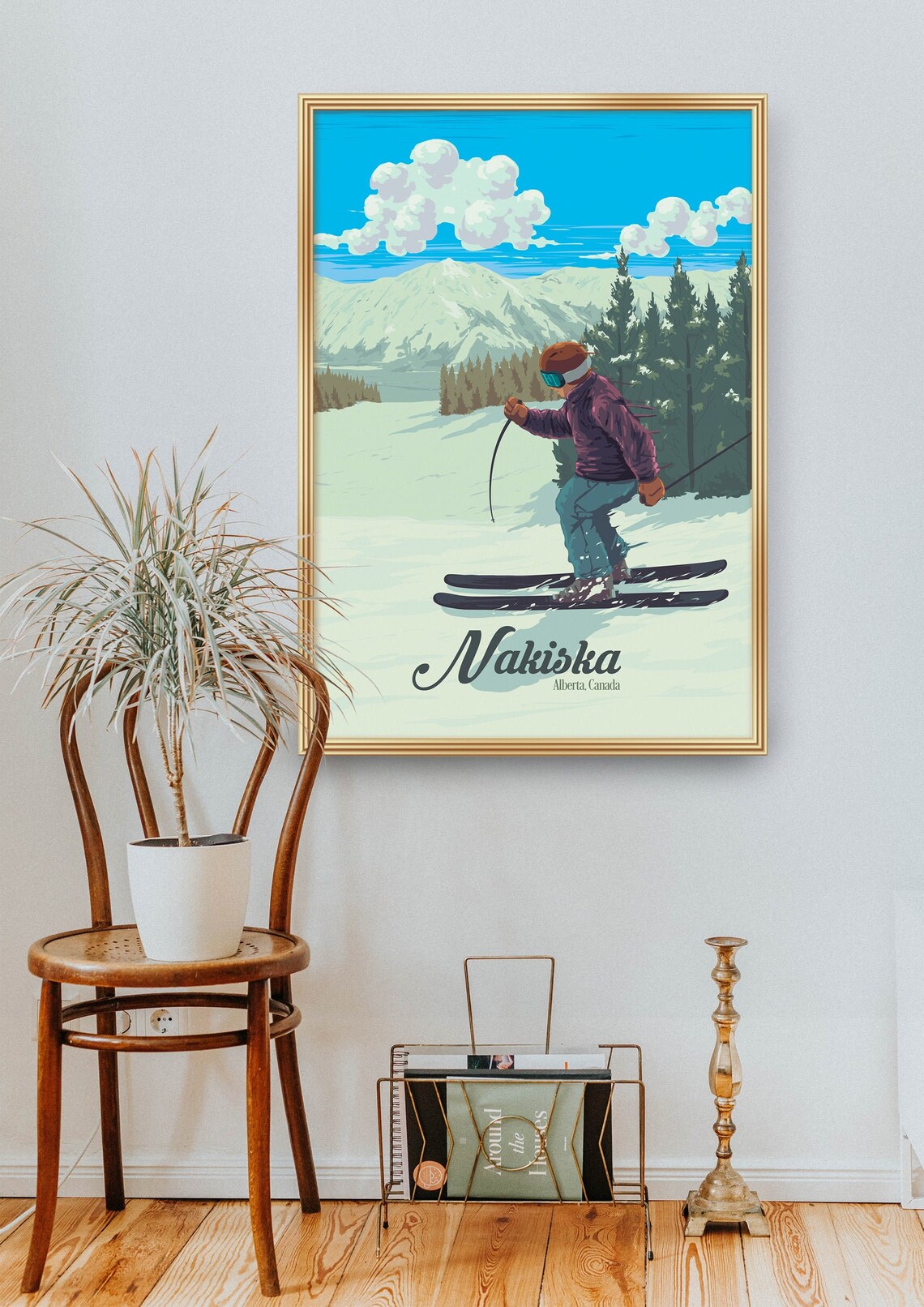 Nakiska Alberta Skier Carving Vintage Canadian Ski Resort Poster - Image 2