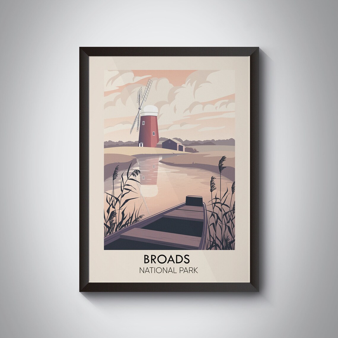 Broads National Park Vintage Travel Poster, Norfolk
