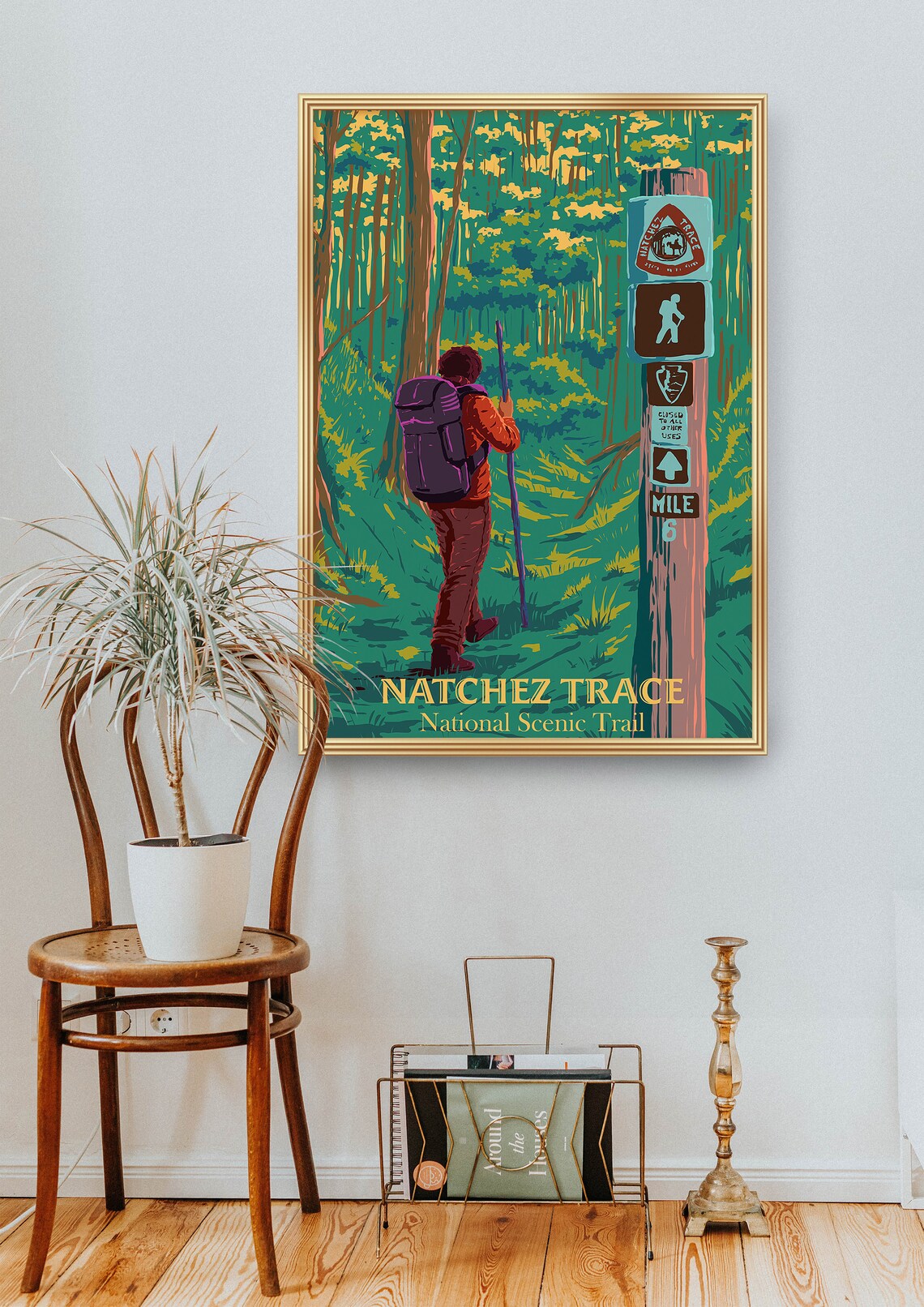 Natchez Trace National Scenic Trail Forest Hiker Vintage Travel Poster - Image 2
