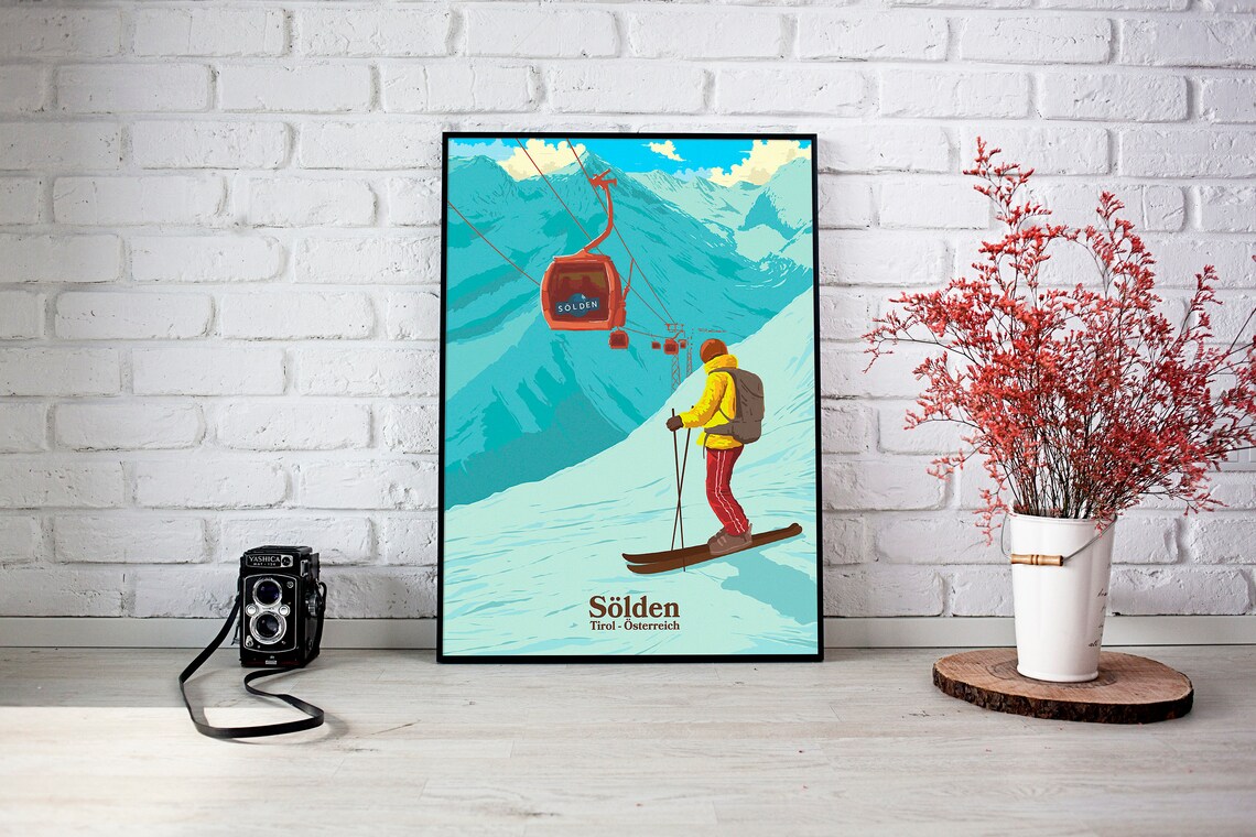 Solden Ski Resort Vintage Travel Poster, Austria - Image 3