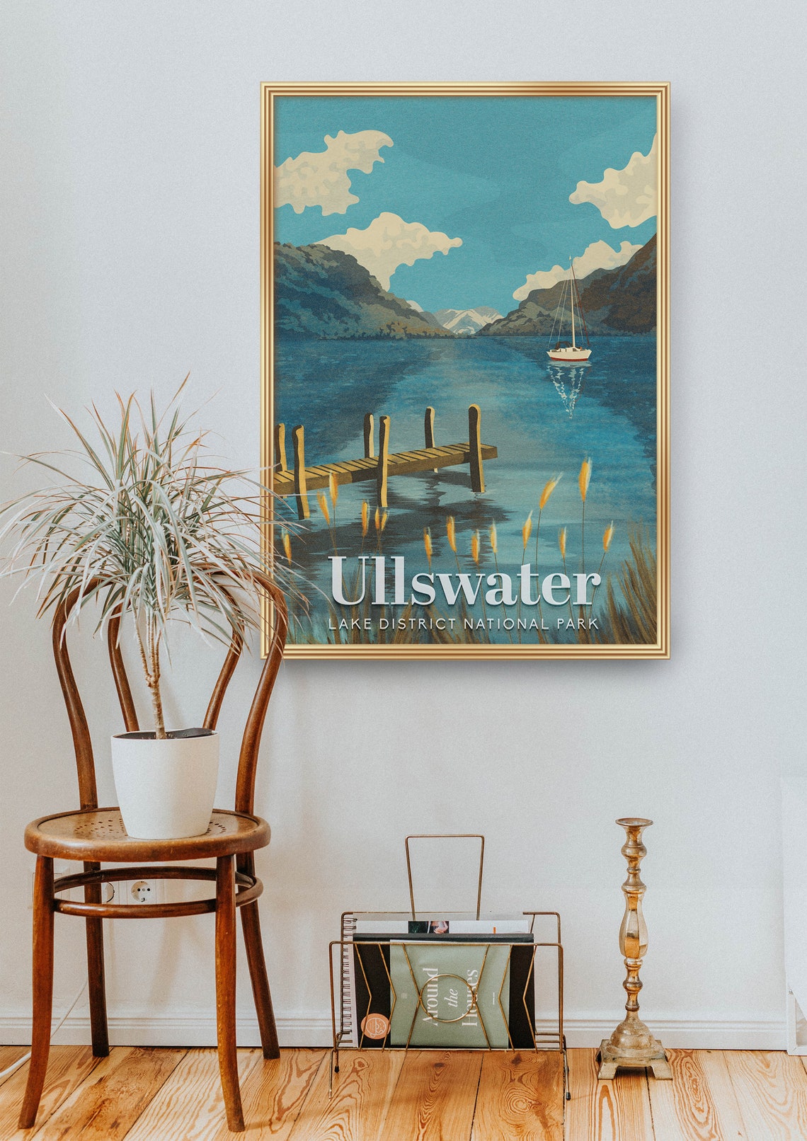 Ullswater Lake District National Park Jetty Sailboat View Poster - Image 2