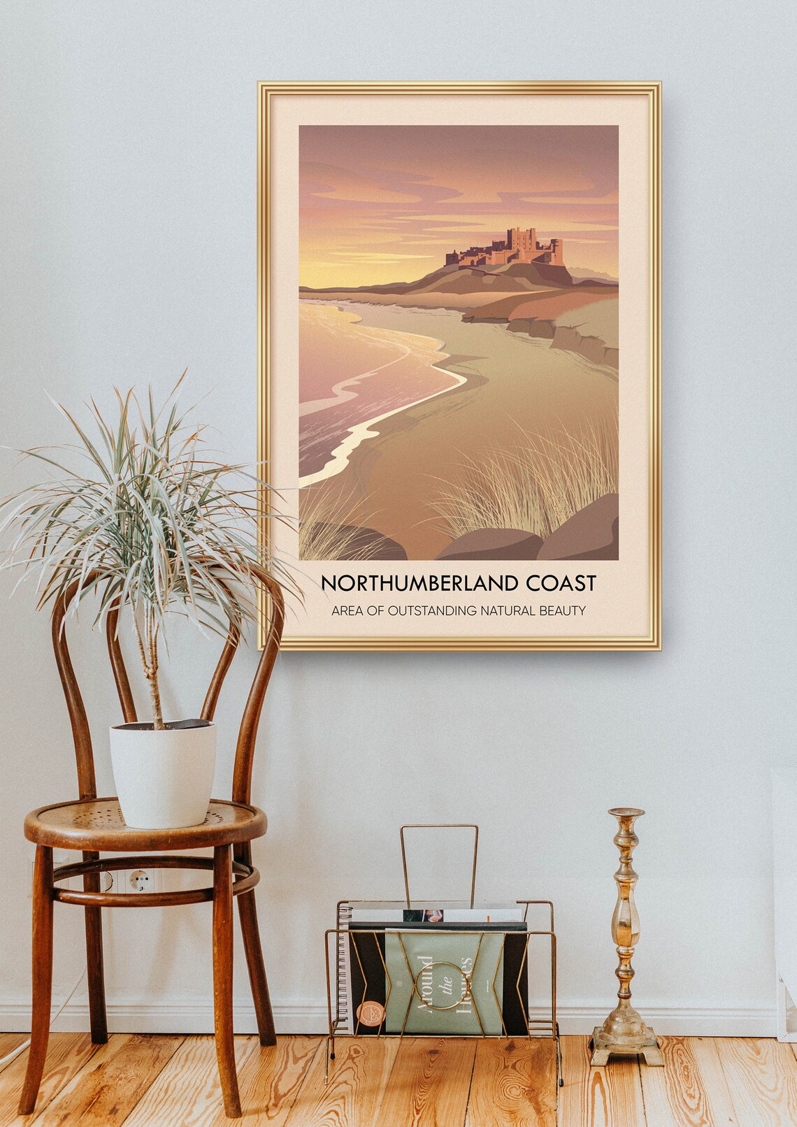 Northumberland Coast AONB Vintage Travel Poster - Image 2