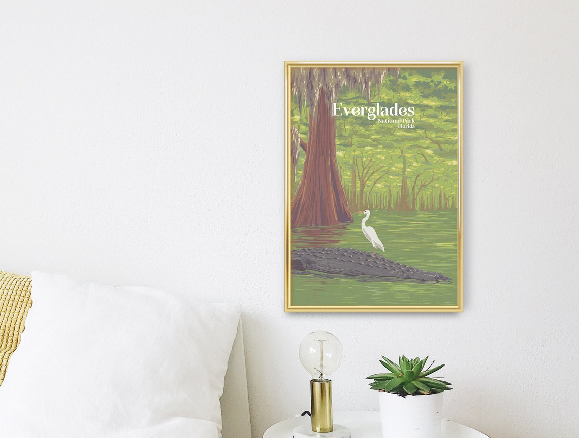 Everglades National Park Alligator Egret Florida Swamp Poster - Image 3