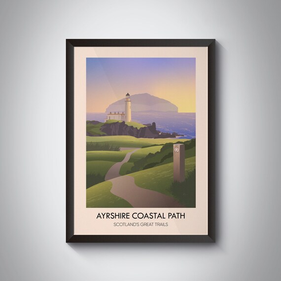 Ayrshire Coastal Path Travel Poster, Scotland Trail
