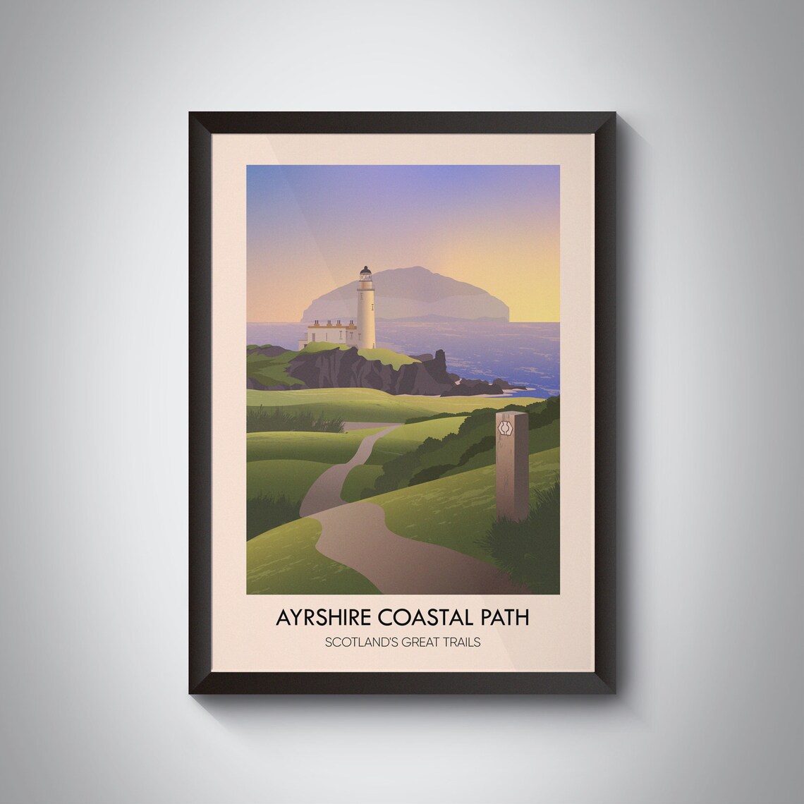 Ayrshire Coastal Path Travel Poster, Scotland Trail