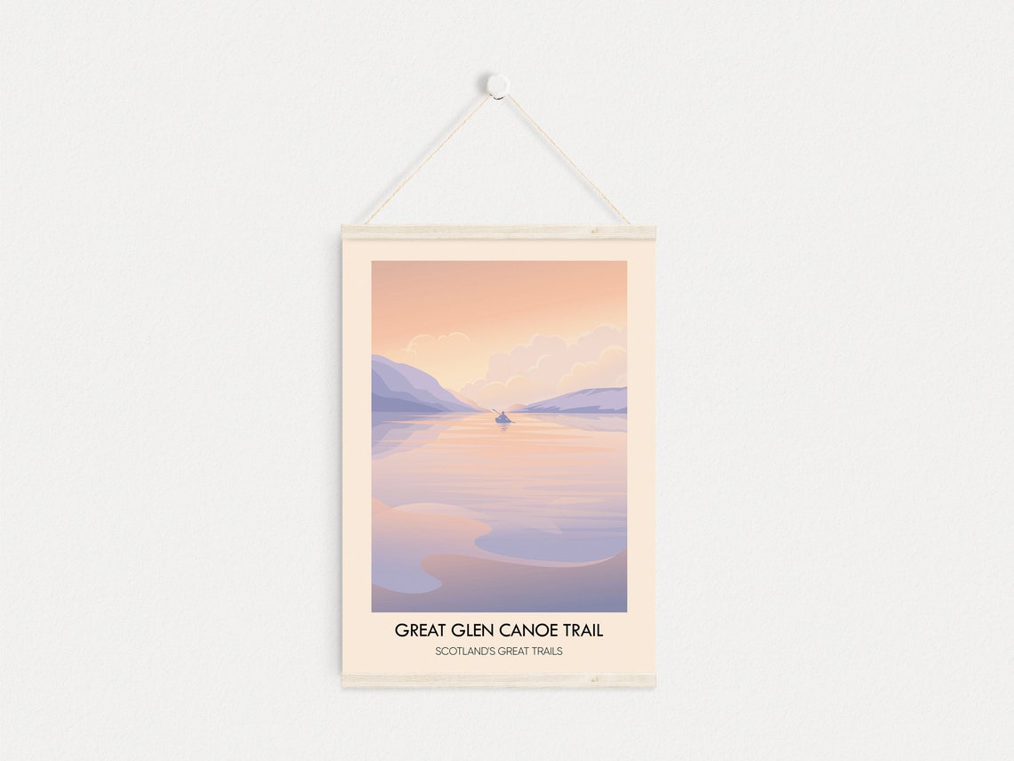 Great Glen Canoe Trail Scotland Sunset Paddle Illustration Poster - Image 4