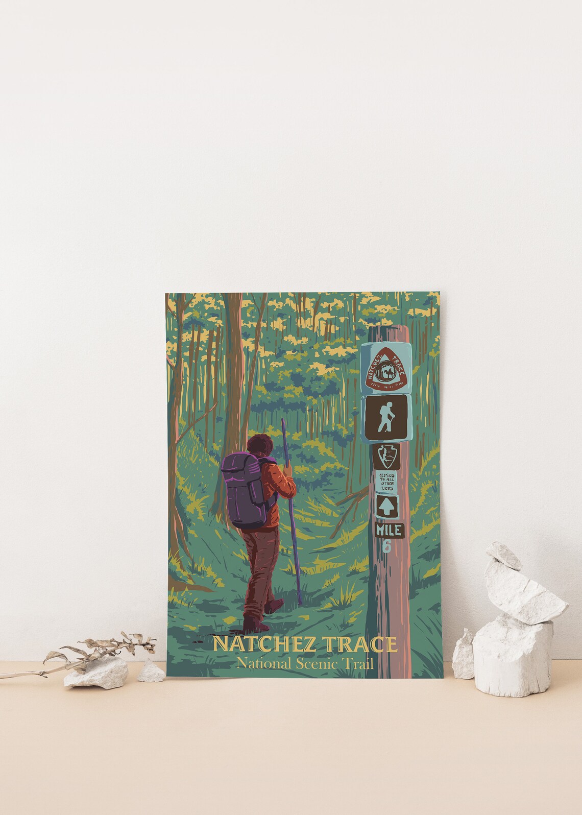 Natchez Trace National Scenic Trail Forest Hiker Vintage Travel Poster - Image 4
