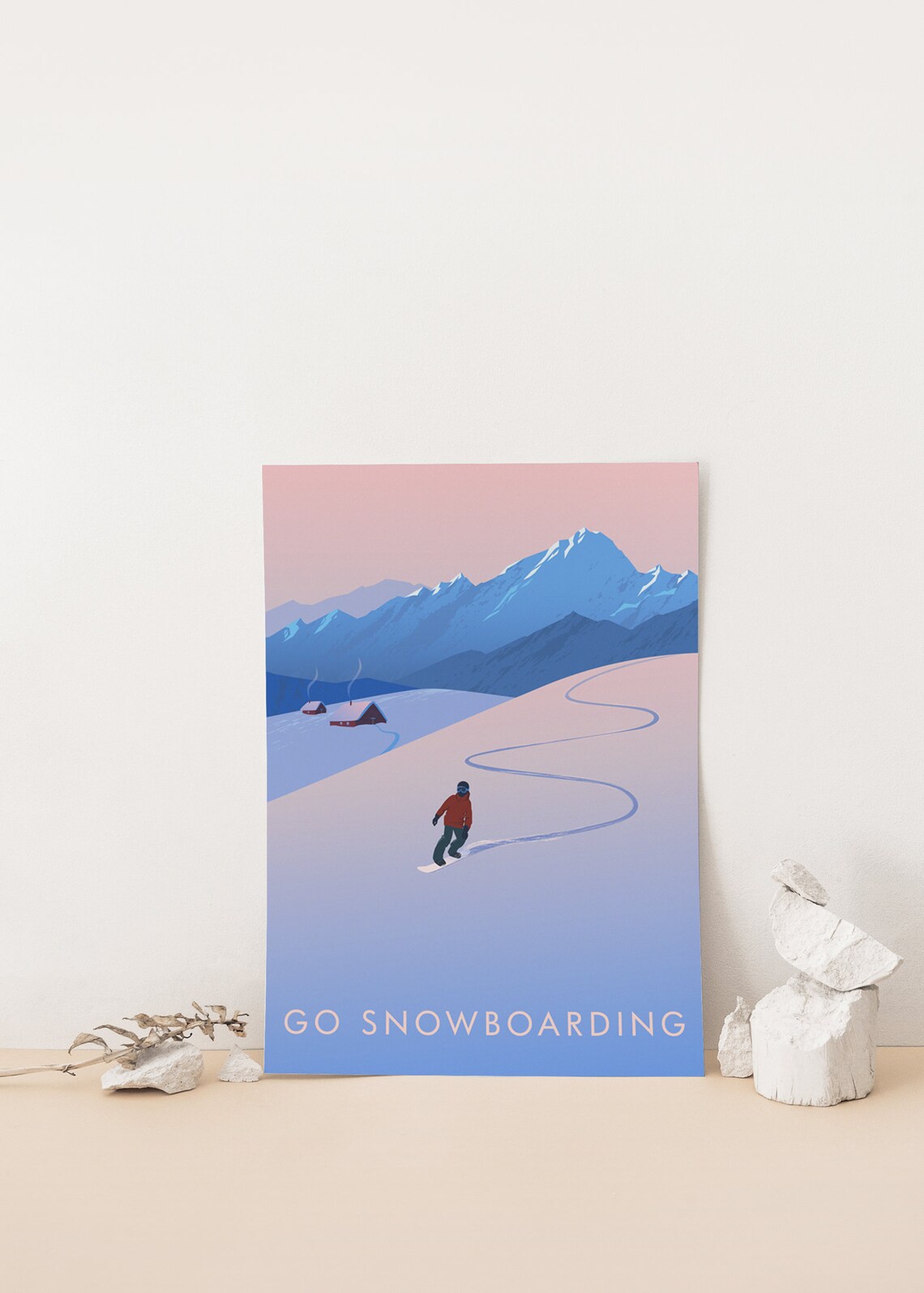 Go Snowboarding Vintage Ski Travel Poster - Image 4