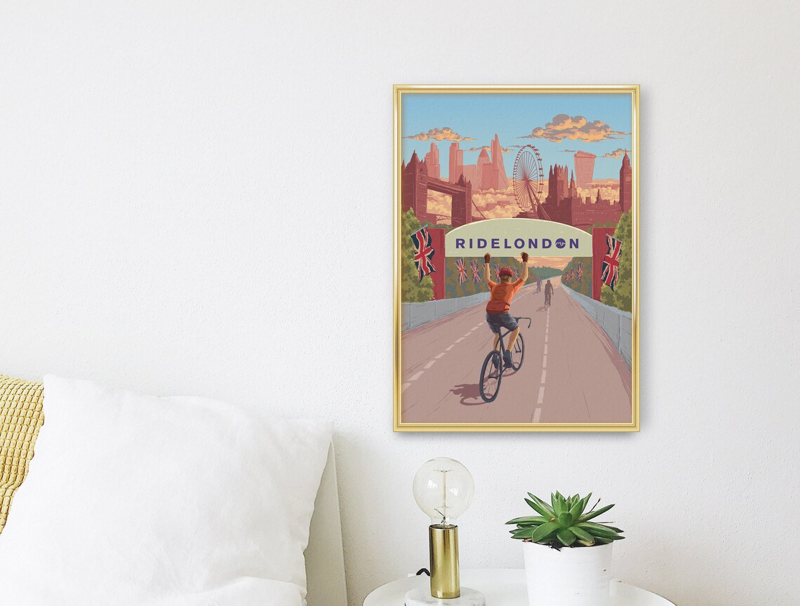 Ride London Surrey 100 Cycling Poster Cycle Touring Sportive Box Hill 100 Mile Bike Ride Prudential Cycling Print Lejog Travel Poster - Image 3