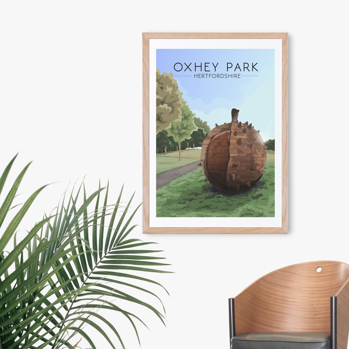 Oxhey Park Giant Conker Sculpture Hertfordshire Parkland Poster - Image 3