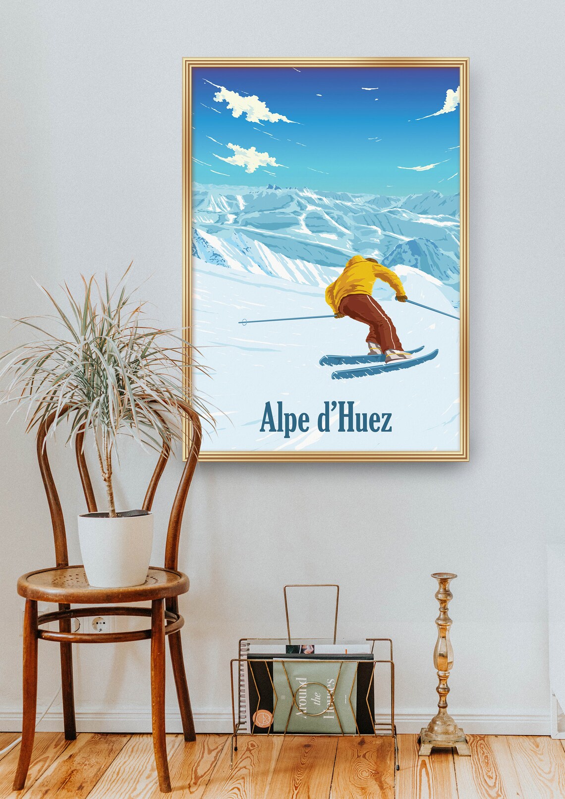 Alpe Dhuez Retro Ski Resort Travel Poster - Image 2