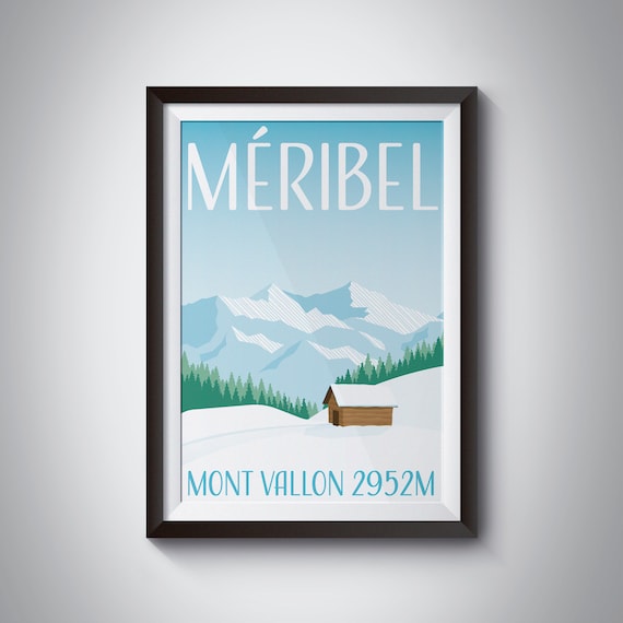 Meribel Retro Ski Poster, French Alps Travel Poster
