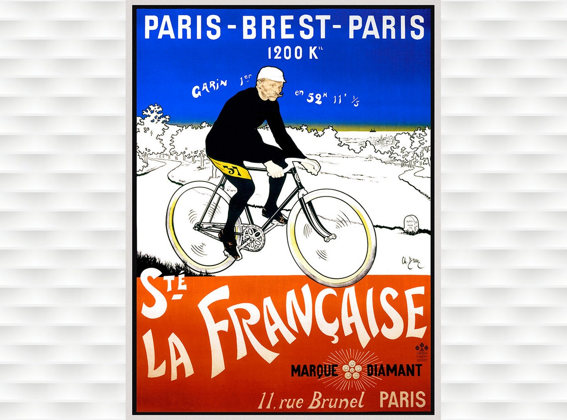 Paris Brest Paris 1200 km Vintage La Francaise Cycling Poster