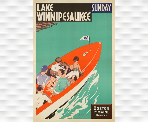 Lake Winnipesaukee Vintage Travel Poster