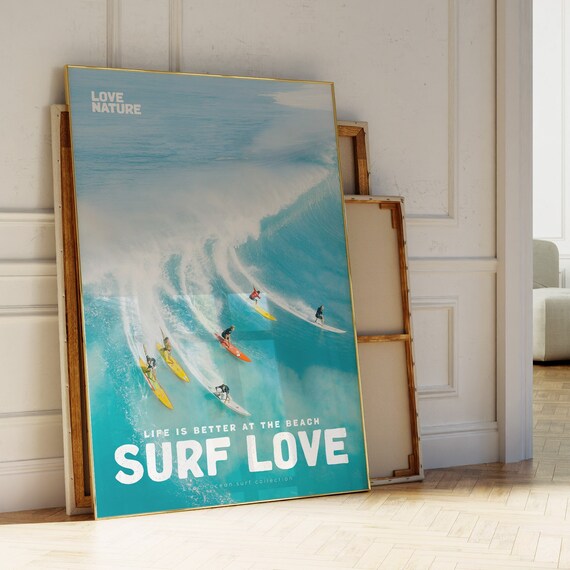 Surf Prints Surf Love Movie Poster And Magazine Cover Style Print Wave Prints Surfer Posters Surfer Gift Big Wave Wall Art Beach Print