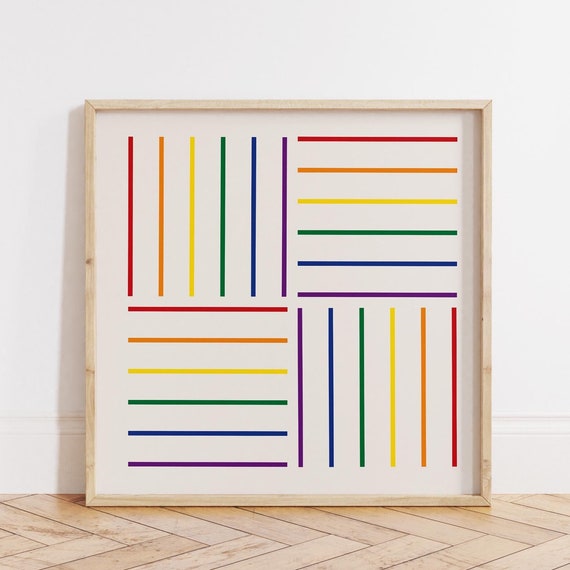 Square Pride Wall Art Lgbtqia Wall Art Rainbow Stripes