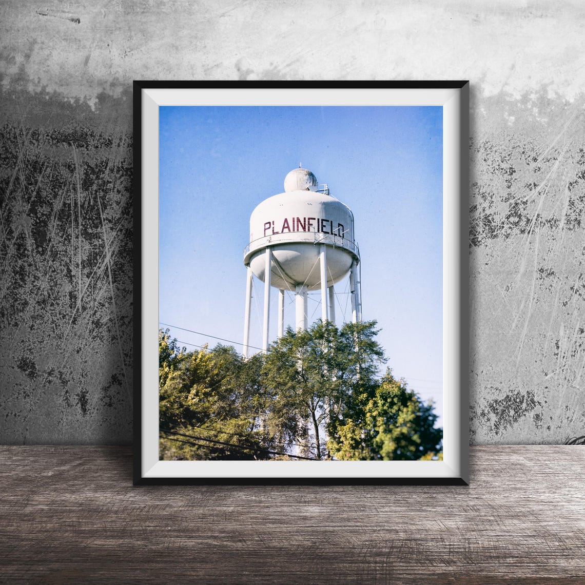 Plainfield Illinois Water Tower Americana Small Town Photo Poster