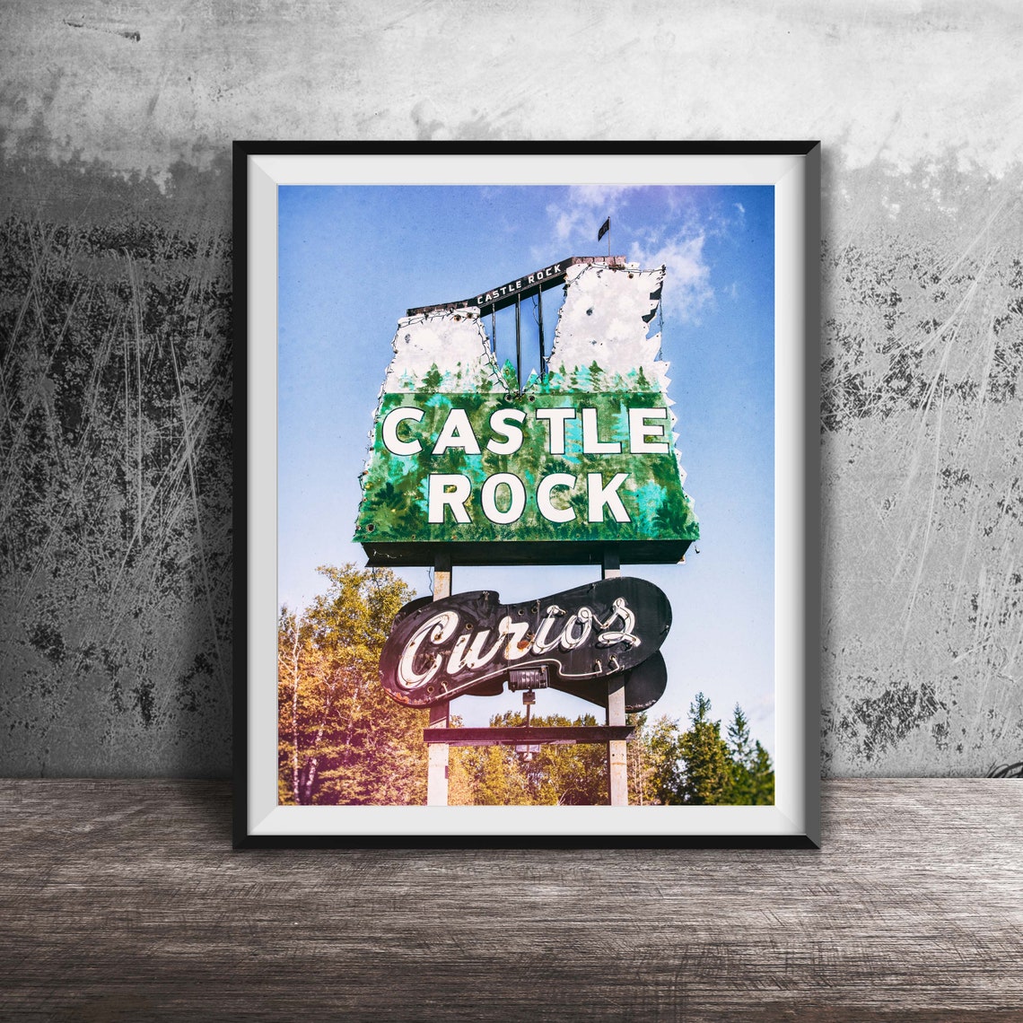 Castle Rock Curios Neon Sign Roadside Attraction Photography Poster