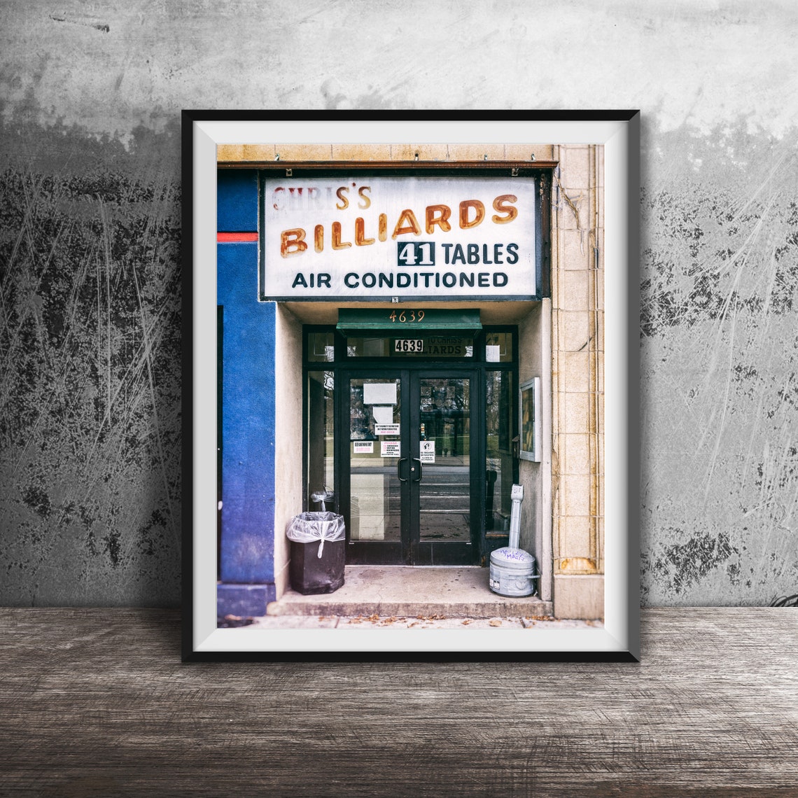 Chris's Billiards 41 Tables Vintage Storefront Sign Photo Poster