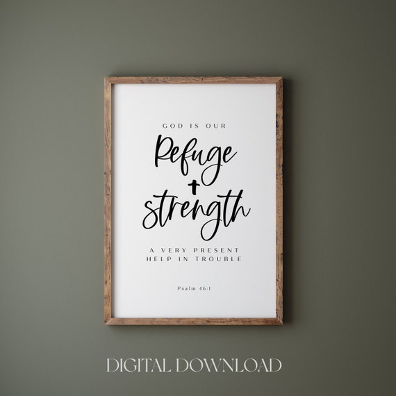 Psalm 46:1 God Is Our Refuge Minimalist Art Print
