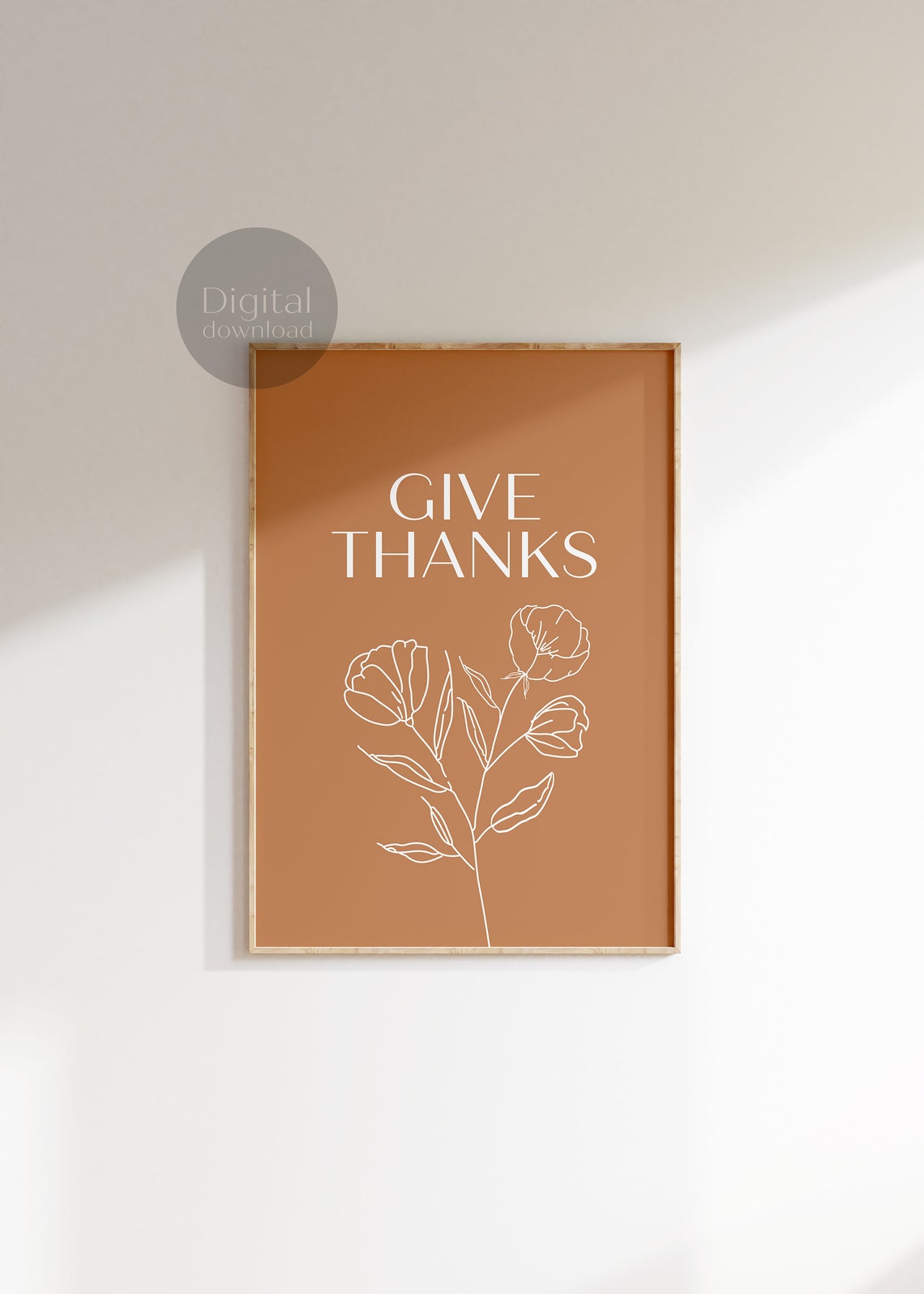 Give Thanks Line Flower Thanksgiving Autumn Fall Decor Wall Poster - Image 3