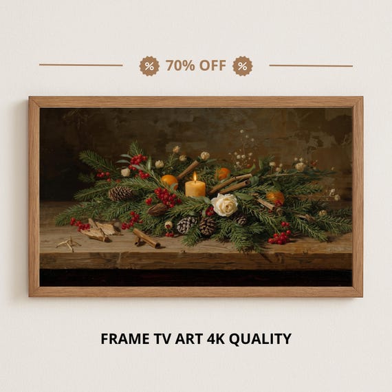 Samsung Frame Tv Art Candlelit Christmas Wreathdigital