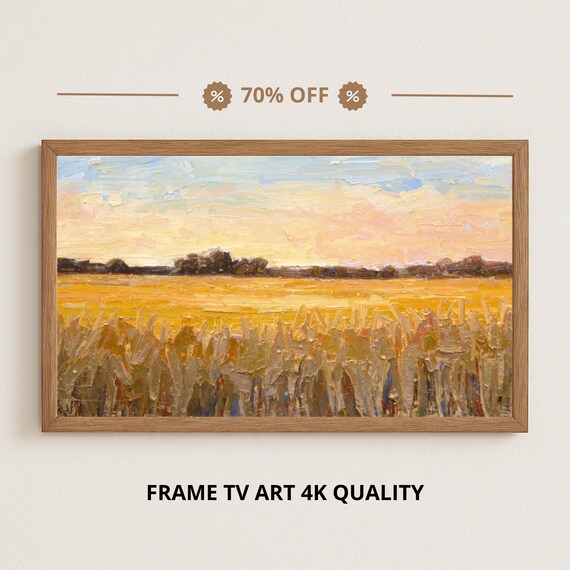 Samsung Frame Tv Art Golden Fields Countryside At Sunset