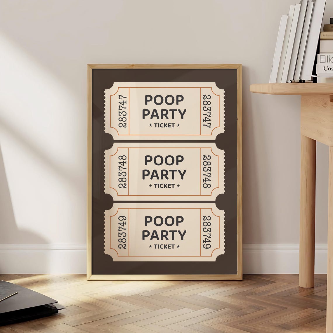 Retro Poop Party Ticket Trio Funny Vintage Bathroom Humor Poster