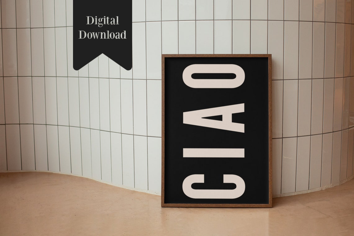 Ciao Italian Quote Big Bold Black Typography Minimalist Poster - Image 4