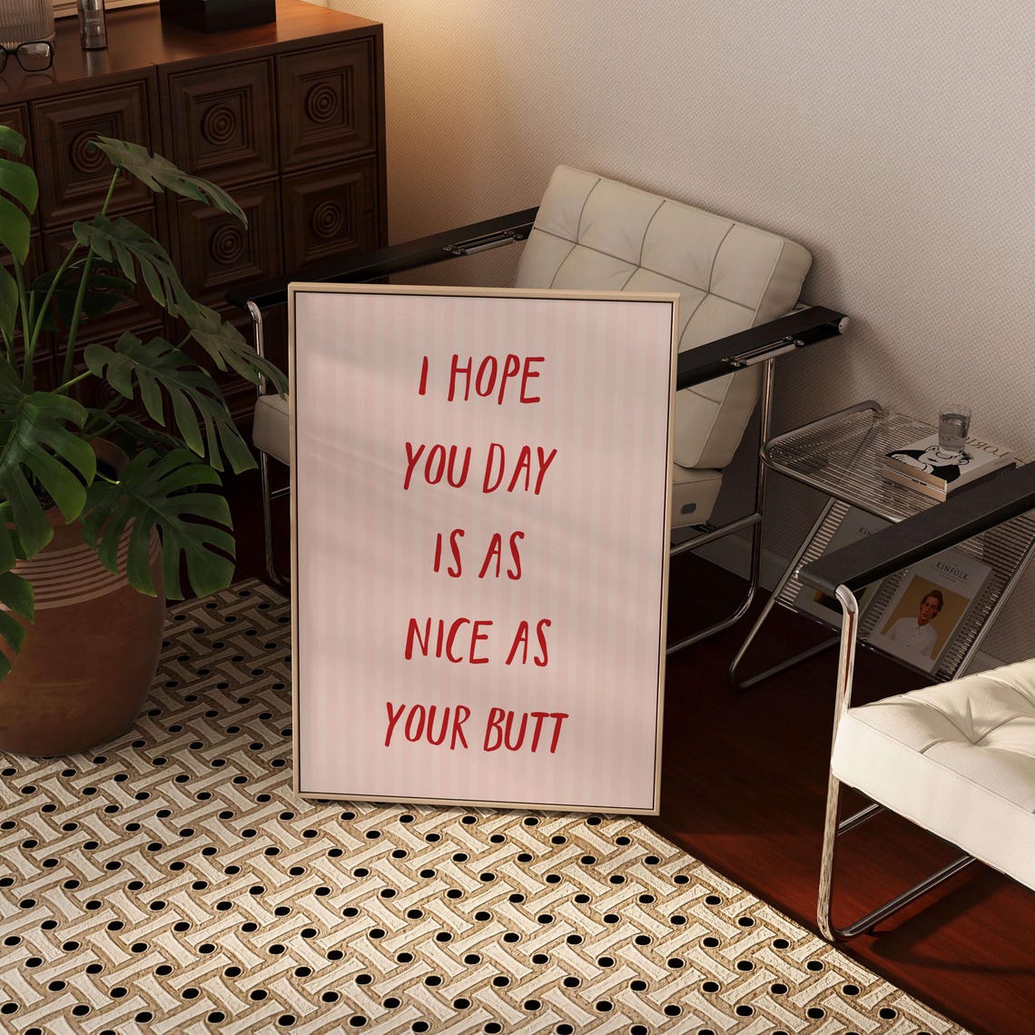 I Hope Your Day Is As Nice As Your Butt Funny Bathroom Poster Red
