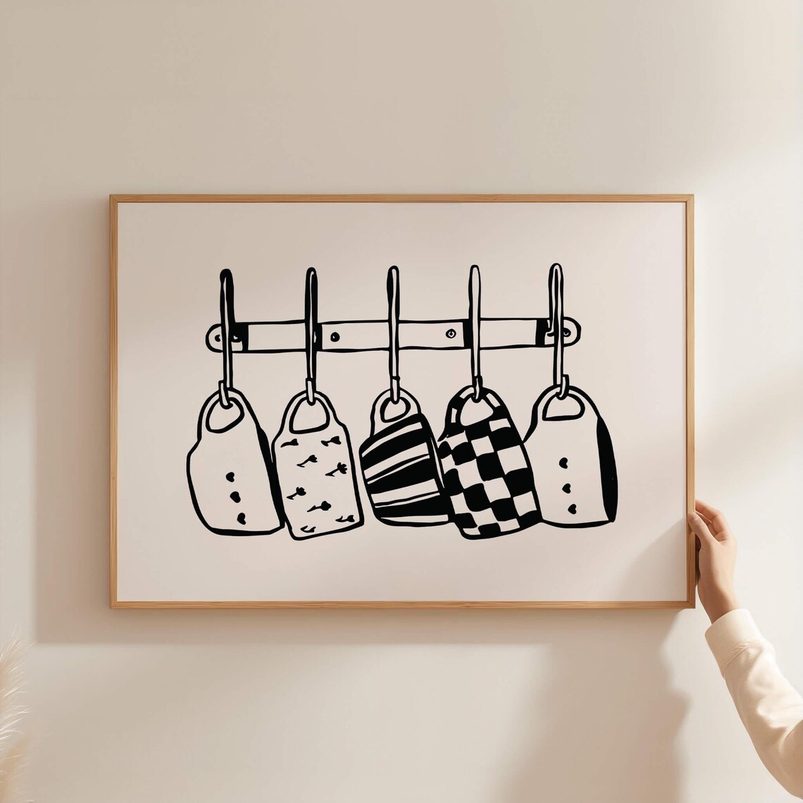Black Tea Cup Print, Midcentury Vintage Kitchen Decor