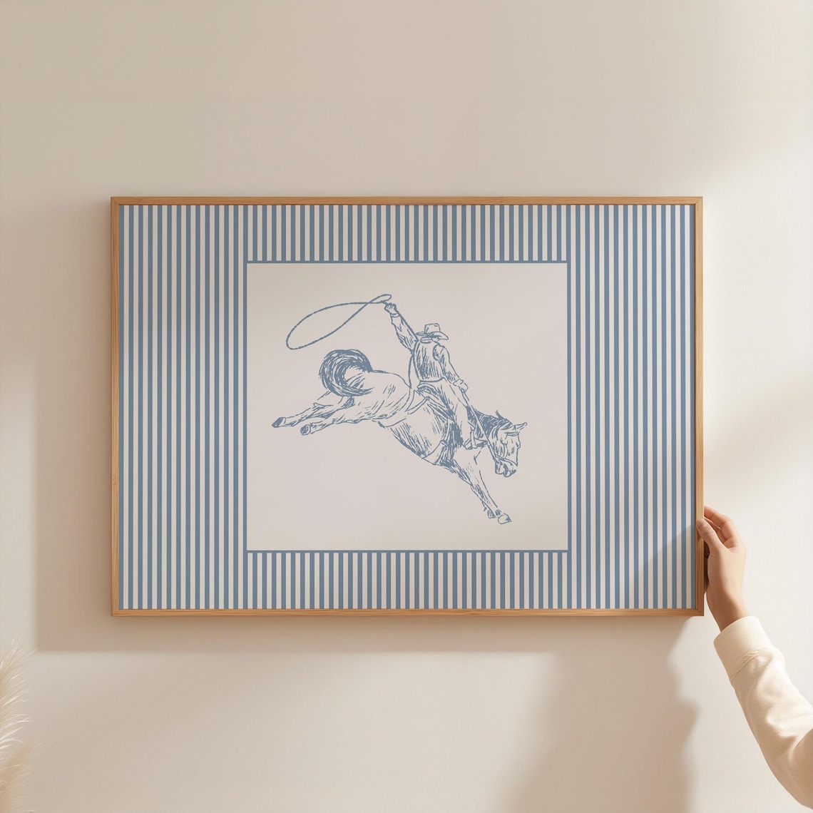 Cowboy Sketch Art Print, Vintage Western Nursery