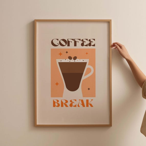 Kitchen Coffee Poster Wall Print Neutral Decor Cute Gift For Lovers Iced